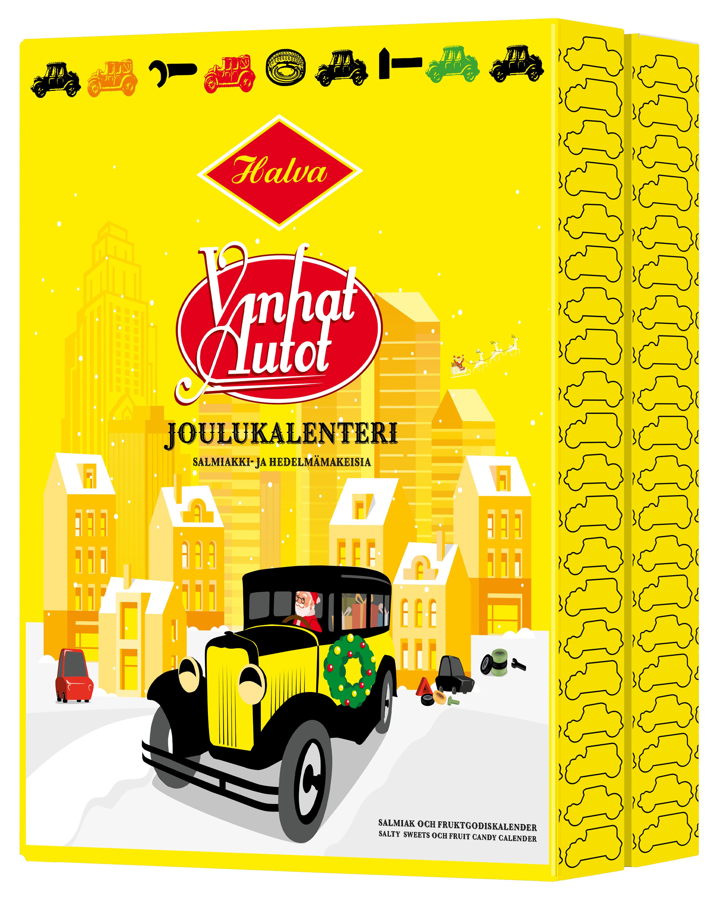 Halva Vanhat Autot salmiakki- ja hedelmäkarkkijoulukalenteri 200 g